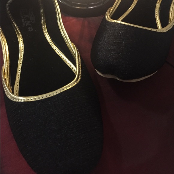 Woman flats shoes, khussa, black, 8US, jutti - Picture 5 of 8